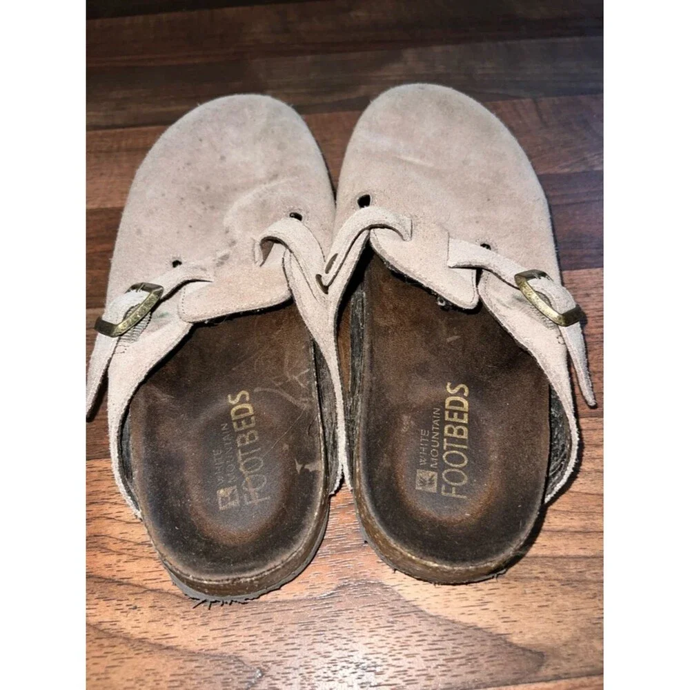 White Mountain Women's Suede Slip-On Clog Mules in Light Taupe